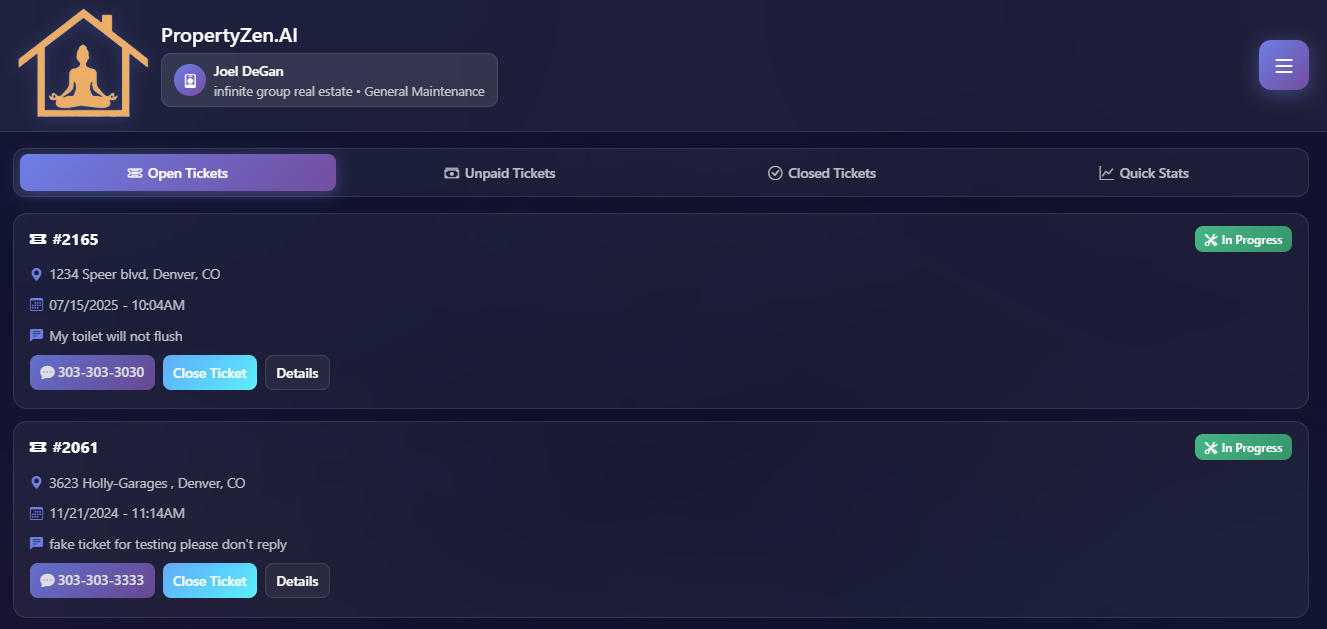 Open Tickets Tab Screenshot